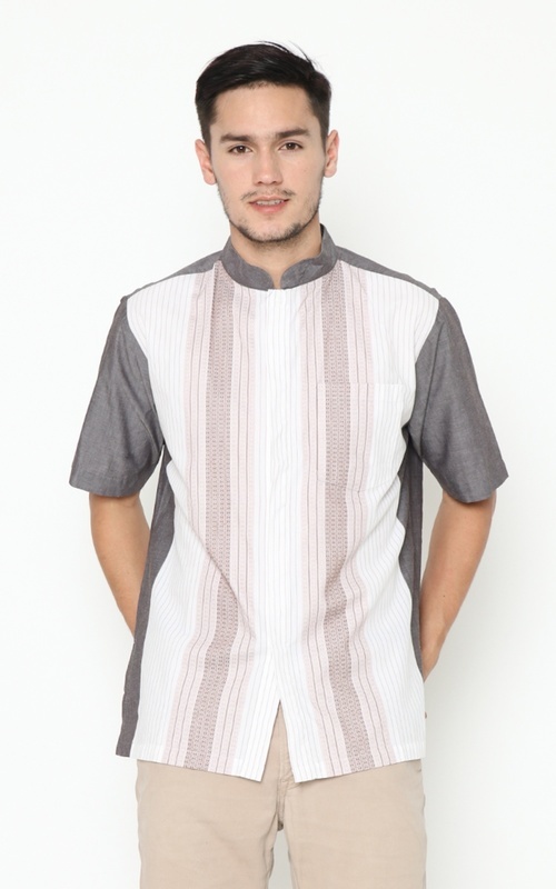 Pakaian Pria - Archer Short Sleeves Cotton Shirts - White Brown