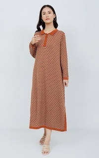 Long Dress NONA Peony Knit Dress Terracotta