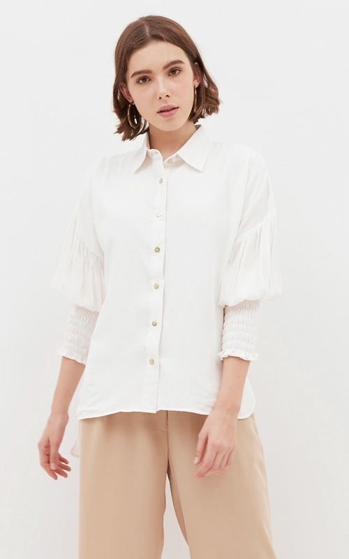 Kemeja - NONA Medieval Top Broken White - Nona x Yure Collection - White