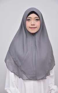 Instant Hijab Syafa Instan Hijab Syari Double Layer Khimar Dark Grey