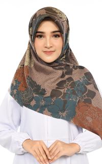 Printed Scarf Hijab Segi Empat Voal Rose RosyBrown