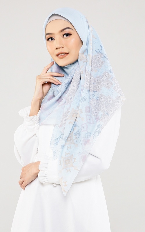 Printed Scarf - Siri - Stralight Blue Scarf - Light Blue