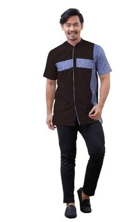 Pakaian Pria Koko Couple Naufal Dewasa Black & Navy Wood L