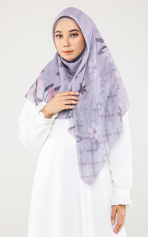 Hijab Motif - Puan Scarf Saliwah - Iceberg Grey