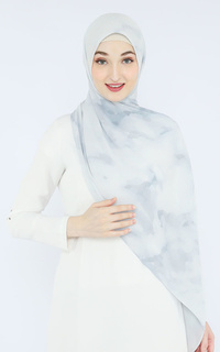 Pashmina Marble Pleated Hijab Pashmina Plisket - BIANCO