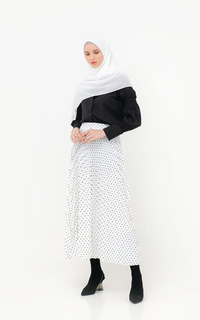 Rok Polka Pleats Skirt / White