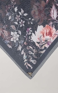 Printed Scarf Janna Ink (Voal Square) Black-429012