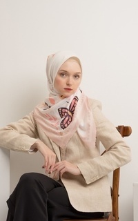 Printed Scarf KATAHATI BUTTERFLY SERIES SCARVES & TWILLY Clove Beige-436037