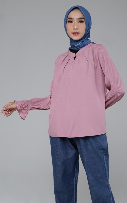 Blus - Bella Plisket Blouse - Pink