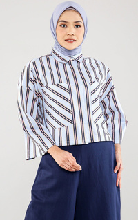 Kemeja Gaia Crop Shirt - Blue