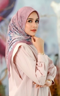 Hijab Motif The Ederra Voal Square - Dusty Rose