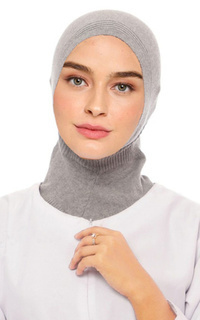 Scarf Cap Ninja Inner Rajut Premium Light Grey