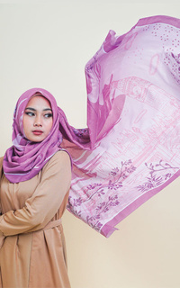 Printed Scarf Big Ben Signature Square Voile Scarf Fucshia