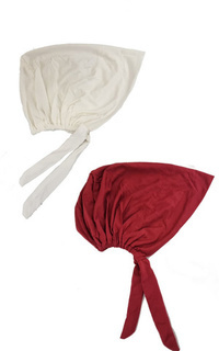 Scarf Cap 2 in 1 Basic Inner Premium Rayon Tie-Back Red & Broken White