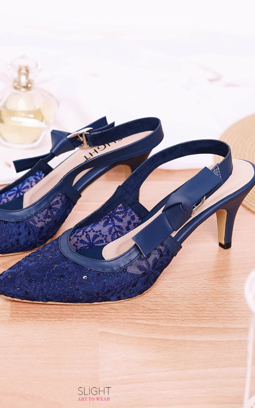 Sepatu - Heels Ankle Strap Lacie 7 cm - Navy Blue