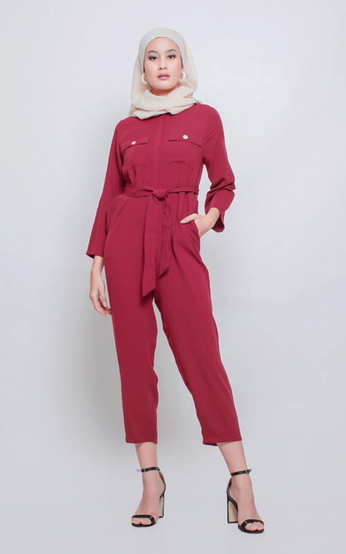 Jumpsuit - MFMW Tanayee Jumpsuit Maroon  - Maroon