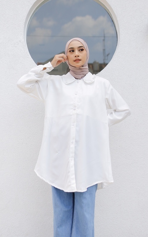 Tunik - Lara Collar Tunic BROKEN WHITE M16197 R41S3 - Broken White