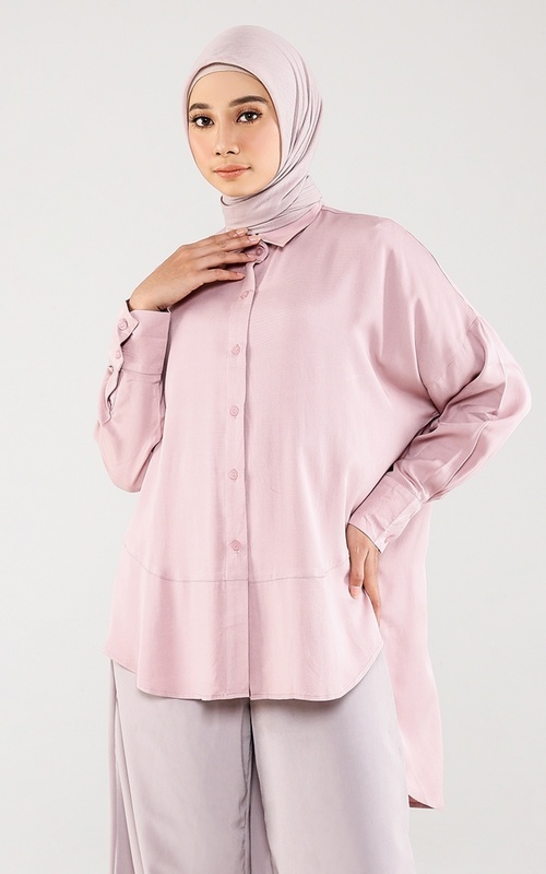 Kemeja - Longline Basic Shirt - Dusty Pink
