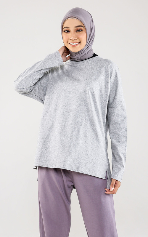 Blus - Basic Long Sleeve T-Shirt - Misty Grey