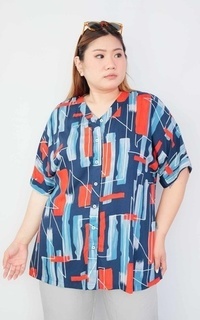 Shirt Amara Plus Blue Abstract Shirt