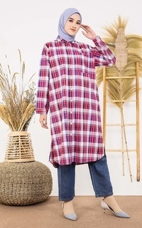 Kemeja Plaid Midi Shirt