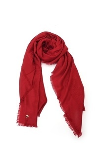 Printed Scarf Lavish Monogram Wool - Rouge