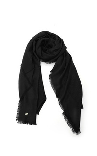 Printed Scarf Lavish Monogram Wool - Black