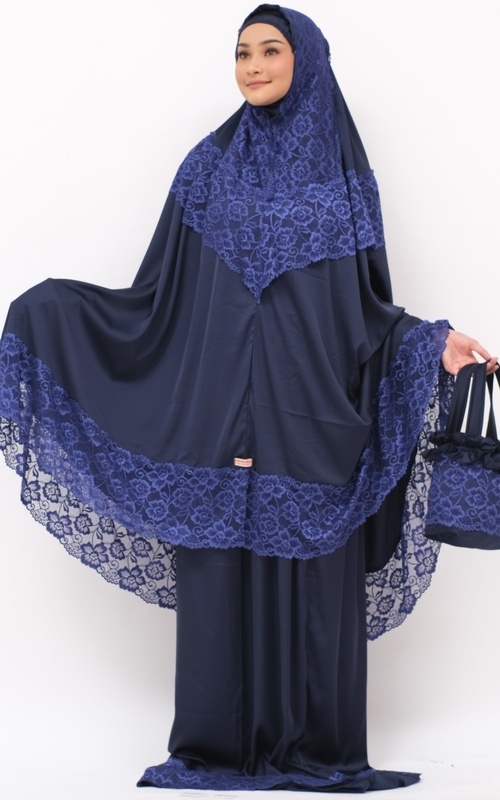 Mukena - Premium Armanisilk Cantik Biru #R01 - Biru Dongker