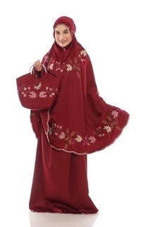 Praying Set Mukena Bordir Elisa Maroon-467154