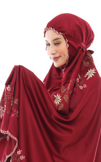 Praying Set Mukena Bordir Elisa Maroon-467156