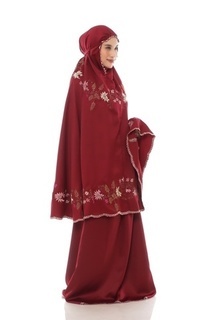 Praying Set Mukena Bordir Elisa Maroon-467157