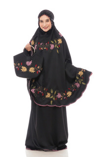 Praying Set Mukena Bordir Elisa Hitam-467159