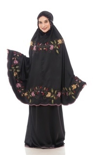 Praying Set Mukena Bordir Elisa Hitam-467160