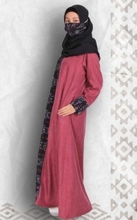 Long Dress Minea Aida Gamis Tenun Hijab Maroon