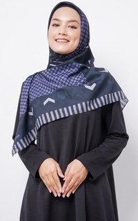 Printed Scarf Zava ZV014 Hijab Segiempat Voal Dark Green Purple Polkadot