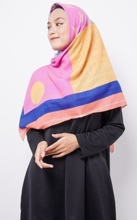 Printed Scarf ZV010 Hijab Segiempat Zava Voal Yellow Benhur Orange