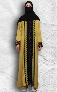 Gamis Minea Busyra Gamis Tenun Hijab Mustard