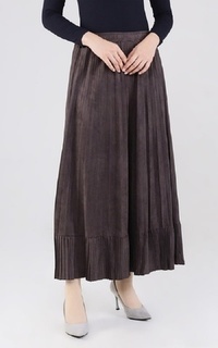 Skirt Long Skirt Plisket Ruffle Dark Brown