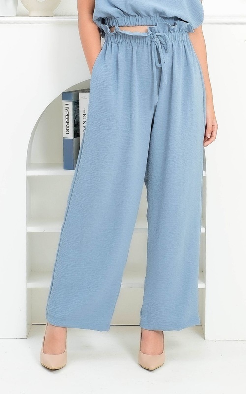 Celana - Betty Crinkle Culotte - Dusty Blue - Dusty Blue