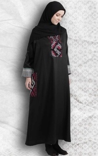 Gamis Minea Alifah Gamis Tenun Hijab Hitam