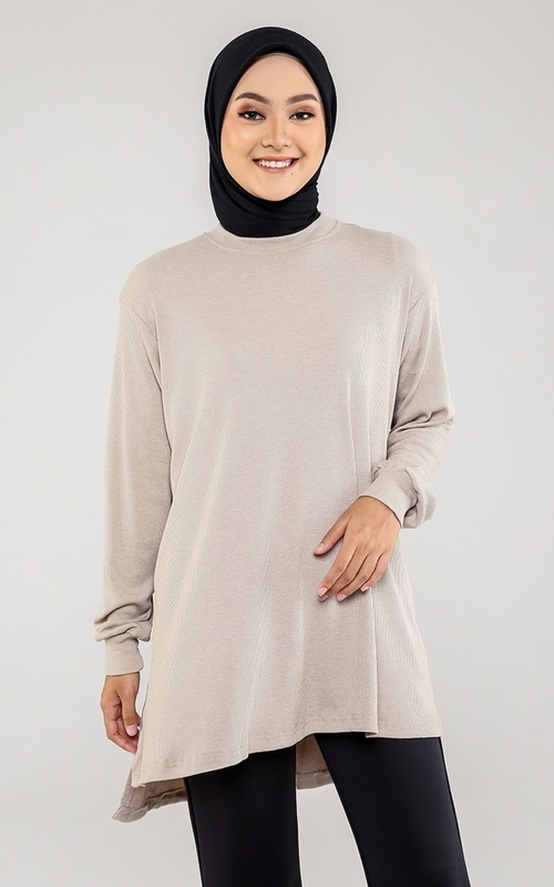 Tunik - Basic Knit Tunic - Khaki