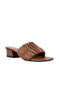 Sepatu Block Heels Sandal Karet Scrunch - AMIRA BROWN