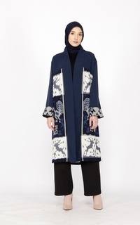 Cardigan Belgin Zoa Navy Tenun Long Cardigan