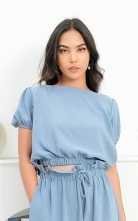 Rompi Betty Crinkle Top - Dusty Blue