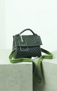 Tas Lola Bag Green Army with Crochet Strap