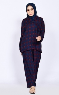 Setelan Piyama Checkered Silvy Navy-Red