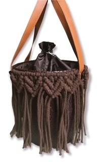 Tas Pandan Woven Macrame Bag Chocolate