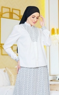 Blus Sara Embroidery Blouse - White list