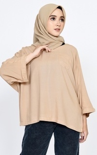 Blouse Oversized Blouse Rayon Cotton Rani Brown