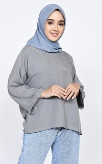 Blus Oversized Blouse Rayon Cotton Rani Grey